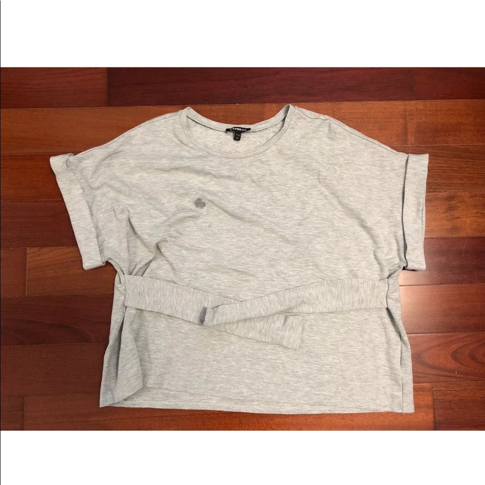 Express Weathered Rolled Sleeve Blouse Stained